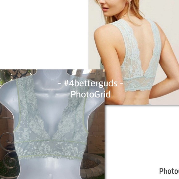 FP Intimately Free People Gallon Lace Deep V-neck Bralette Misty Mint XS TP - Picture 2 of 16